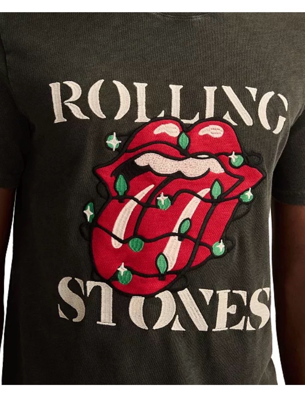 NWT- Lucky Brand Rolling Stones Christmas Lights Tee — Size Large